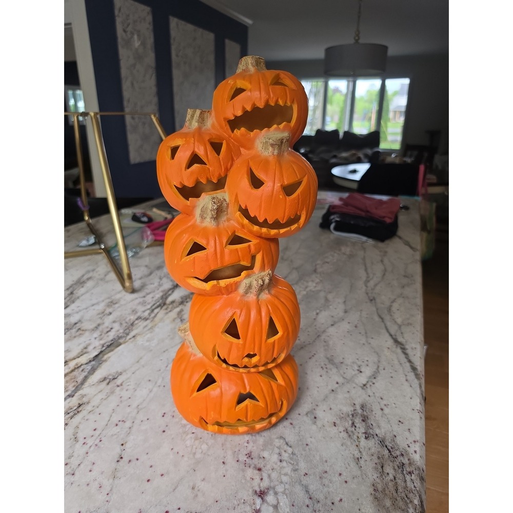 Halloween Vintage TRENDMASTERS 18"  Pumpkin Totem Pole Stacked